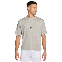 Men T-Shirts - Jordan Flight Script Boxy Ss Tee - Grey Heather-White