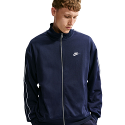 Men Jackets - Nike Club Oversized Knit Track Jacket - Obsidian-White-White