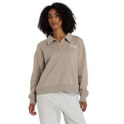 Women Sweatshirts - New Balance Polo Sweatshirt - Arid Stone