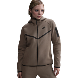 Women Hoodies - Nike Tech Fleece Oversized Full-Zip Hoodie - Mink Brown-Black