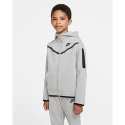 Grade School Hoodies - Nike Tech Fleece - Dark Grey Heather-Black