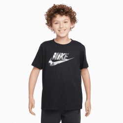 Grade School T-Shirts - Nike 8-15 Year Old Graphic Swoosh Tee - Black-Black