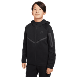 Grade School Hoodies - Nike Tech Fleece Full-Zip Hoodie - Black-Black