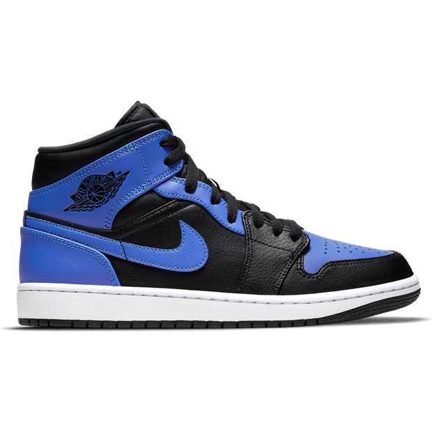 Jordan 1 Mid Black Royal Tumbled Leather - 554724-077