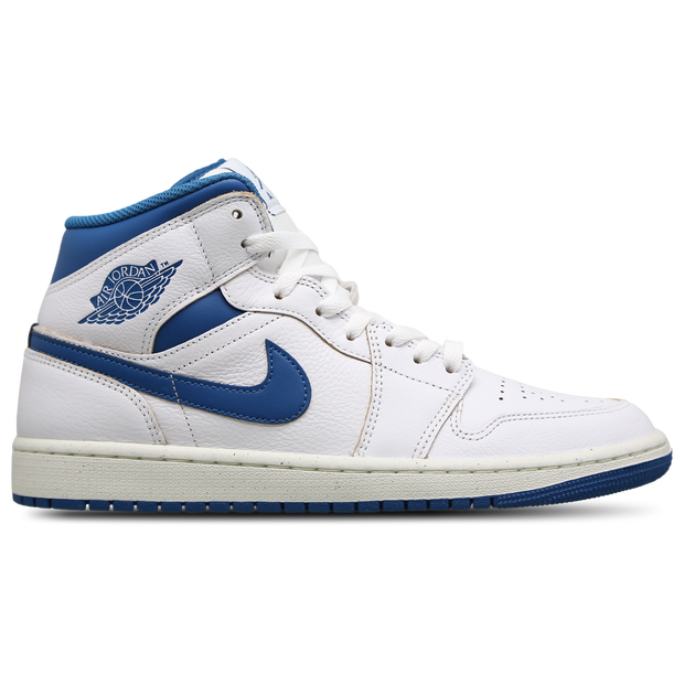 Jordan 1 Mid Men Shoes - White - Size: 8.5 - Leather, Synthetics - Foot Locker