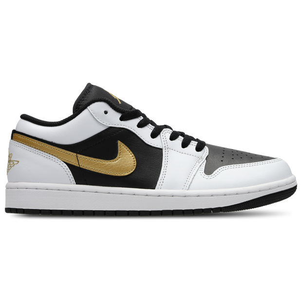 Jordan 1 Low White Black Metallic Gold Swoosh - 553558-172