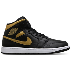 Men Shoes - Jordan 1 Mid - Black-Metallic Gold-White