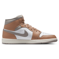 Men Shoes - Jordan AJ1 Mid - Hemp-Fire Red-White