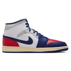 Homme Chaussures - Jordan AJ1 Mid - White-Deep Royal Blue-Univ Red