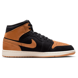 Men Shoes - Jordan AJ1 Mid - Black-Flax-Varsity Red