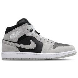 Men Shoes - Jordan AJ1 Mid - Lt Smoke Grey-White-Black