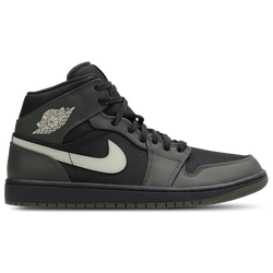 Men Shoes - Jordan AJ1 Mid - Black-Newsprint-Spruce Fog