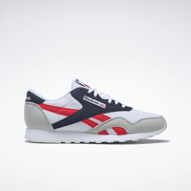 Reebok Men's Cl Nylon Sneakers in White/Vector Navy/ Red - GW8357