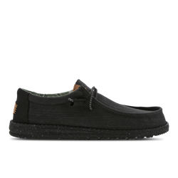 Men Shoes - HEYDUDE Wally Washed Canvas - Black-Black