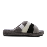 Dark Grey-Multi- E- UGG M FLUFF SLIDE BROKEN LOGO FUR  DRK GR/MLT