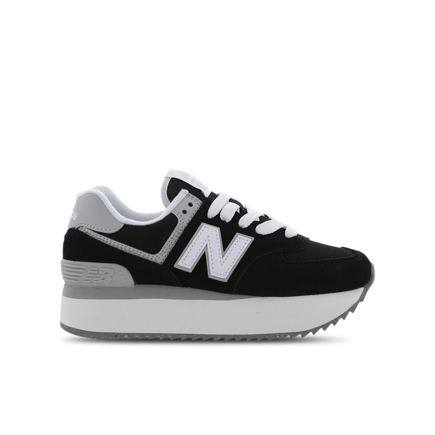New Balance Women's 574+ in Black/Grey/White Suede/Mesh - WL574ZSA