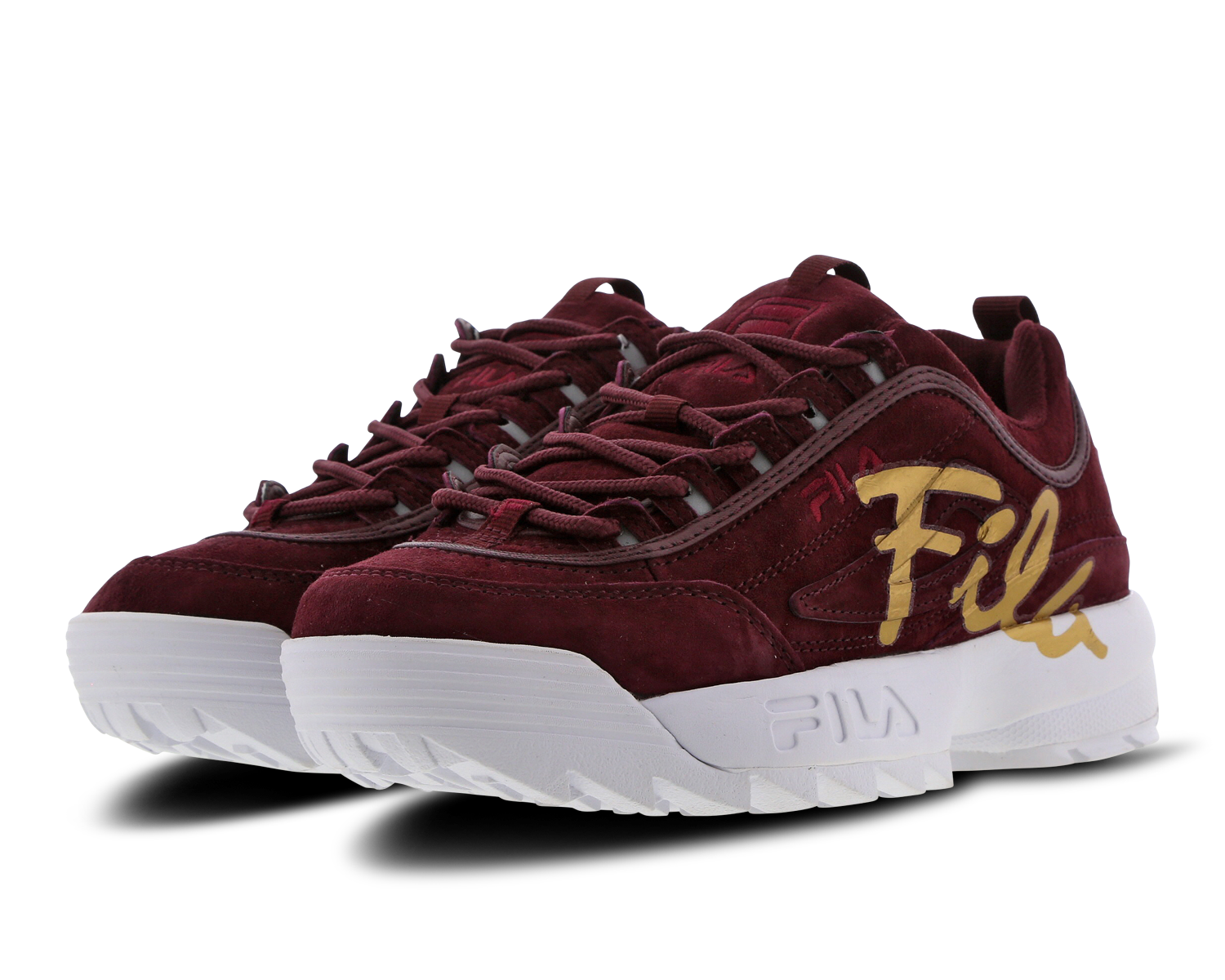 fila disruptor script distressed