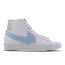 Women Shoes - Nike Blazer Mid - White-Light Blue-Mtlc Silver