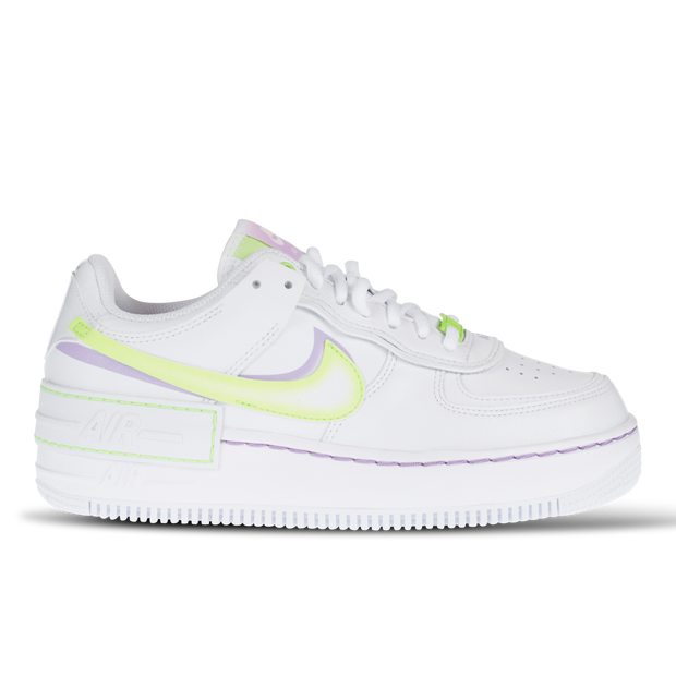 Nike Womens WMNS Air Force 1 Shadow 'White Electric Green' White/Violet Shock/Wild Berry/Electric Green Sneakers/Shoes DD9684-100 - DD9684-100