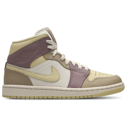 Women Shoes - Jordan 1 Mid - Lt Orewood Brn-Team Gold-Khaki