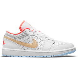 Women Shoes - Jordan 1 Low - White-Sesame-Flash Crimson