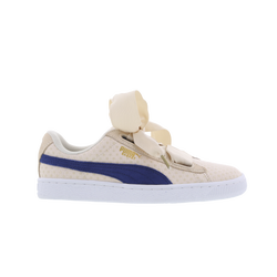 Femme Chaussures - Puma Basket Heart Denim - Oatmeal-Blue-White