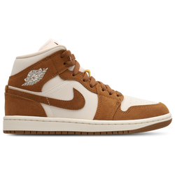 Women Shoes - Jordan Aj1 Mid - Lt British Tan-Chalk-White