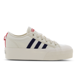 Women Shoes - adidas Nizza Platform Low - White-Night Sky-Vivid Red