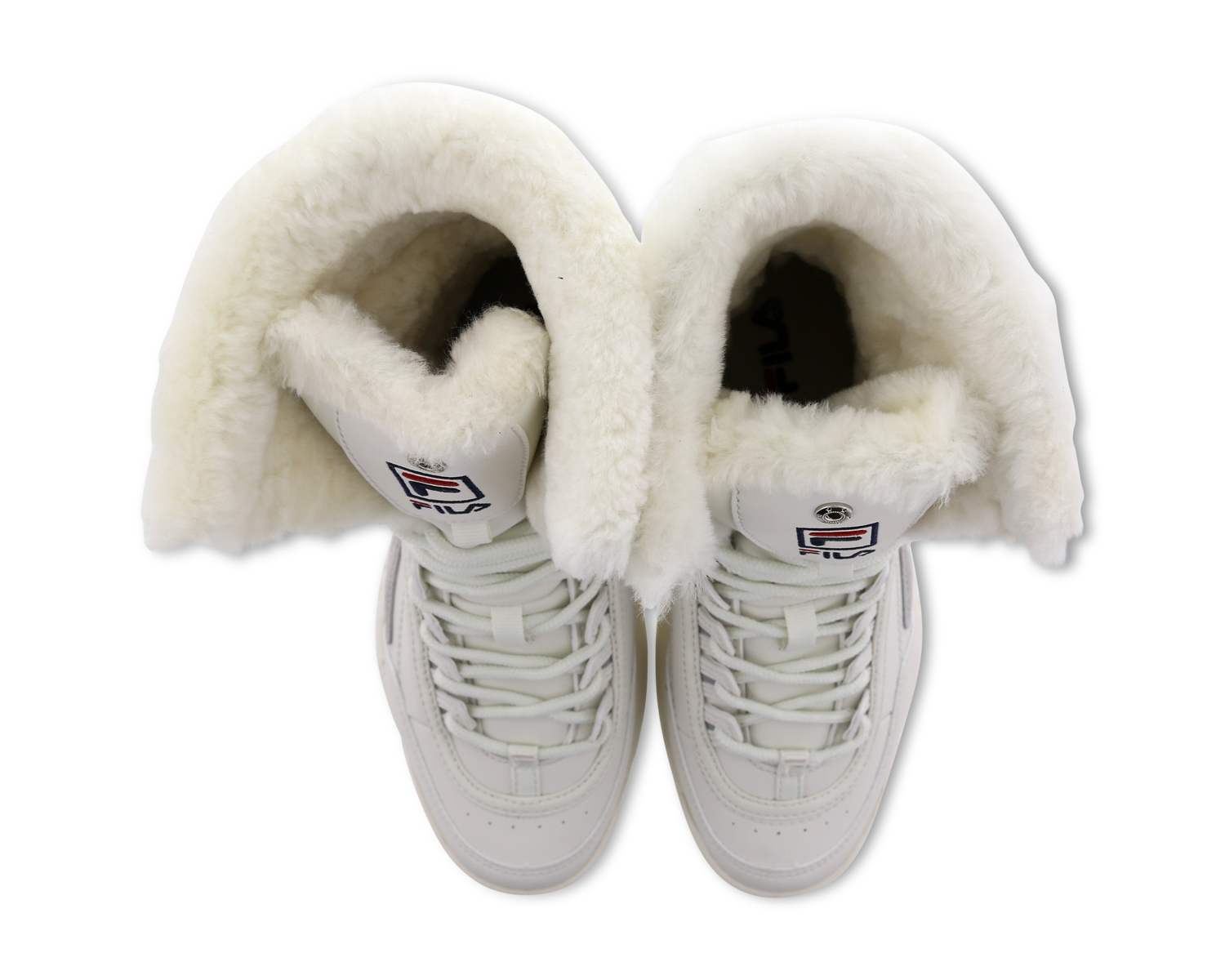 white fila fur boots