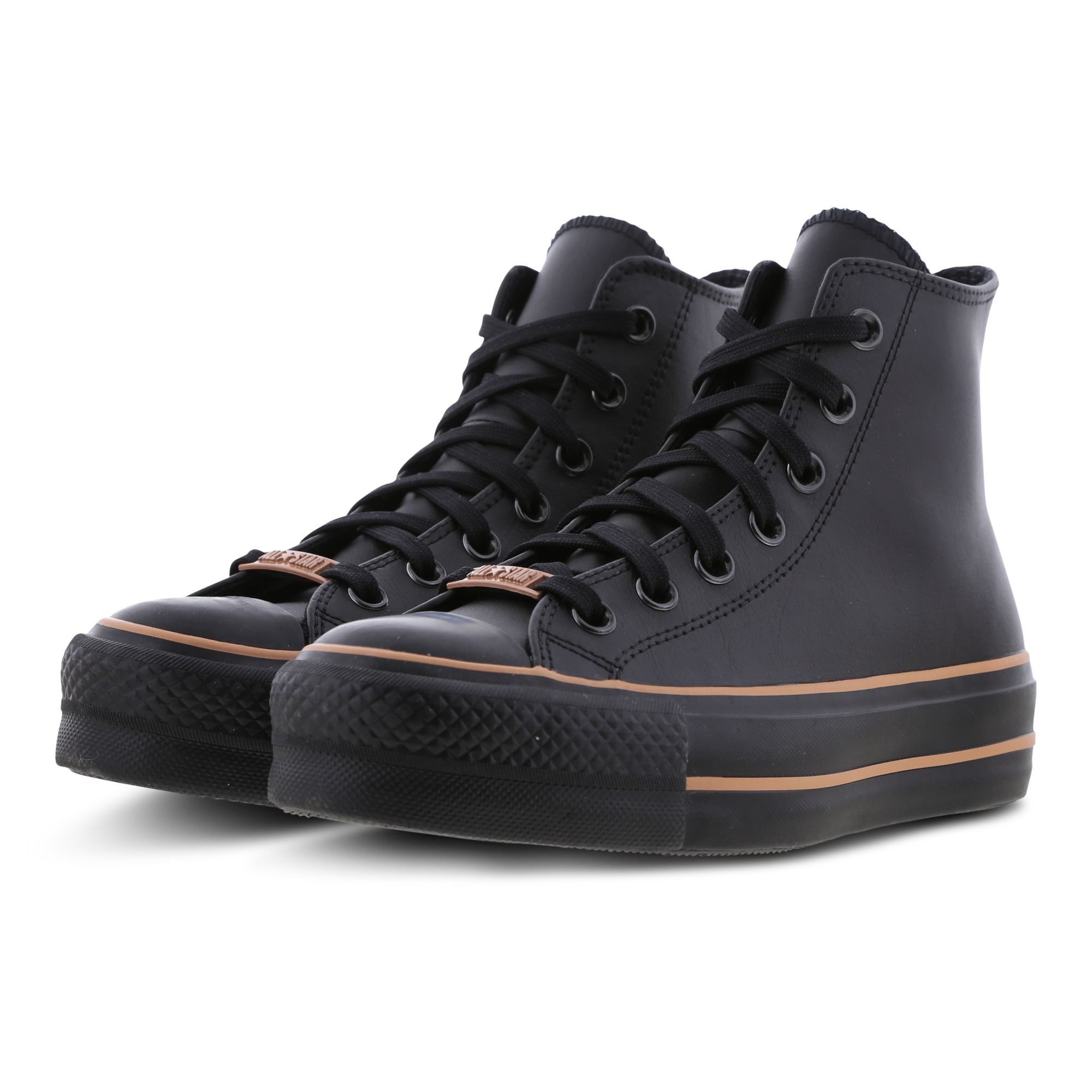 white and rose gold platform converse