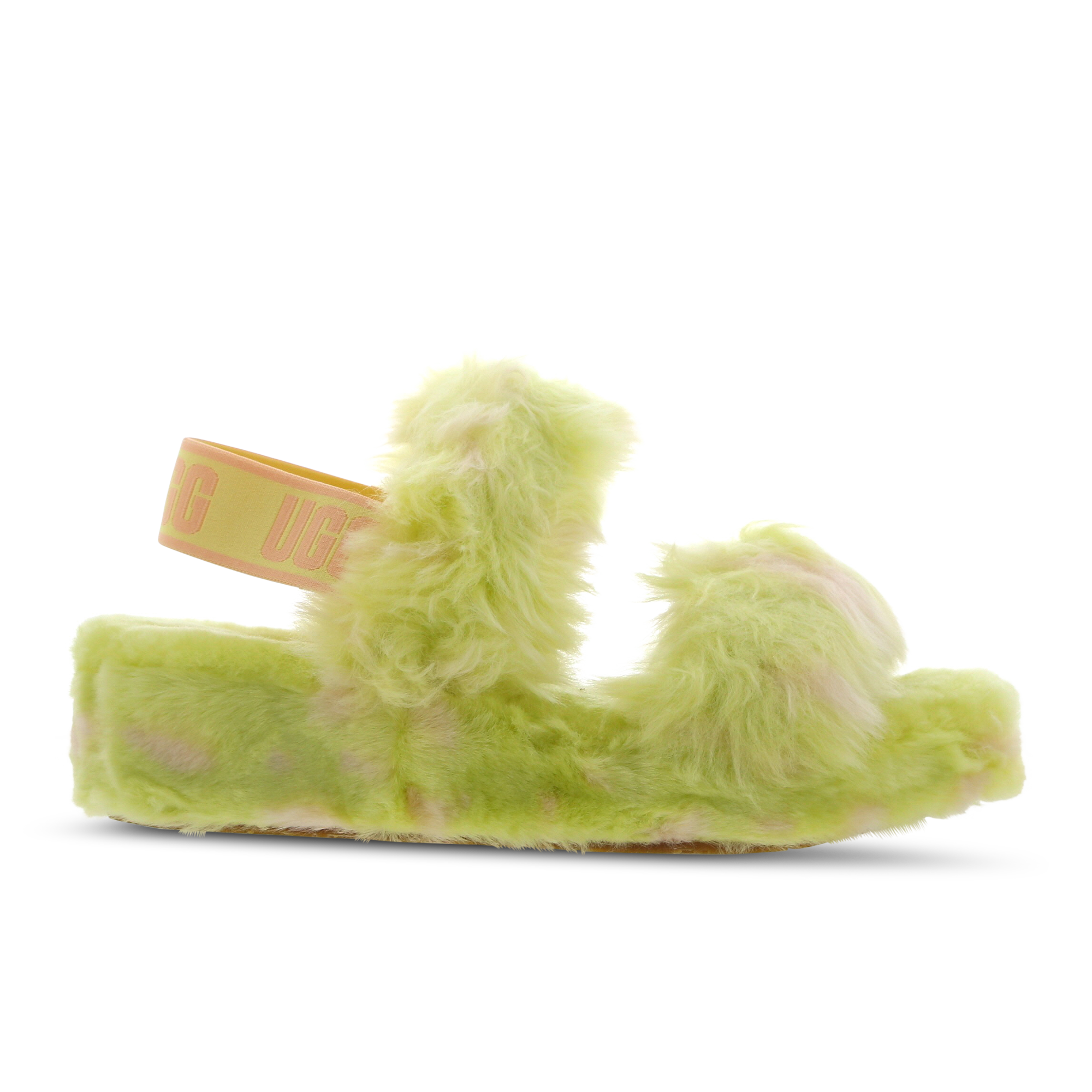yellow ugg fur slides