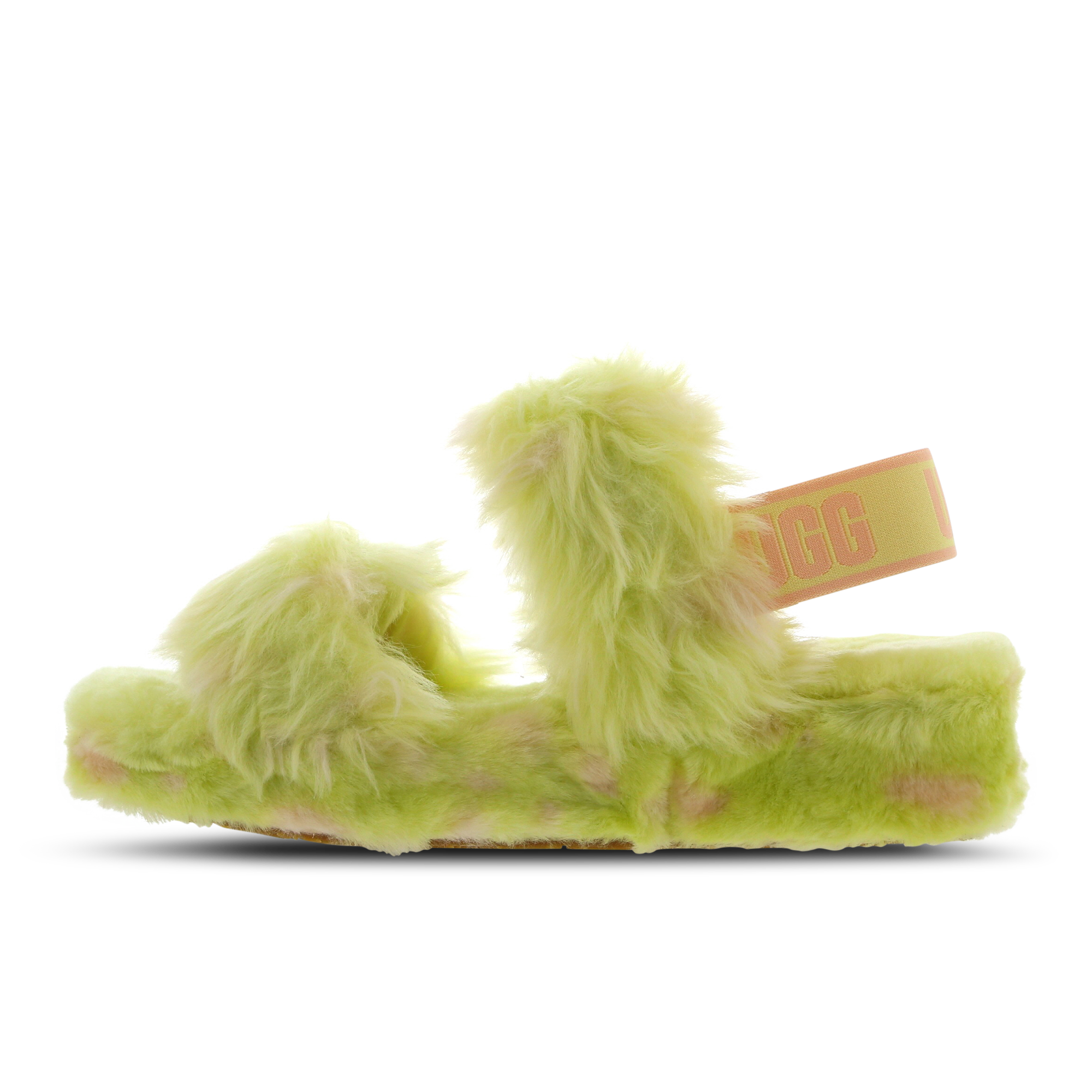 yellow ugg fur slides