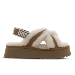 Women Shoes - UGG Disco Cross Slide - Chestnut-Chestnut-White