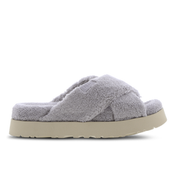 Women Shoes - UGG Fluff Sugar Terry Cross Slide - Metal Grey-Metal Grey