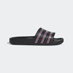 Dames Slippers en Sandalen - adidas Adilette Aqua Slides - Core Black-Matt Purple Met-Core Black