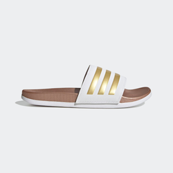 Dames Slippers en Sandalen - adidas Adilette Comfort Slides - Cloud White-Cloud White-Matte Gold