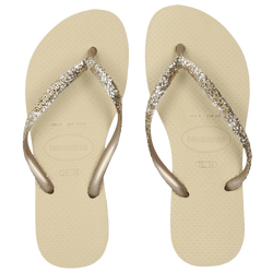 Donna Flip-Flops and Sandals - Havaianas Slim Logo Metallic - Sand Grey-Sand Grey