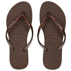 Femme Tongues et Sandales - Havaianas Slim Glitter Ii - Dark Brown-Dark Brown