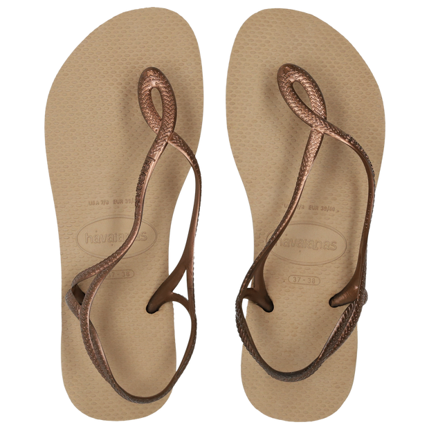 Havaianas Luna Women Flip-Flops and Sandals - Gold - Size 4.5/5 - Plastic/Polycarbonate