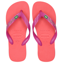 Donna Flip-Flops and Sandals - Havaianas Brasil Logo - Coral-Pink