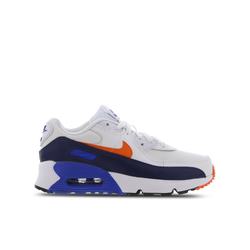 Pre escolar Zapatillas - Nike Air Max 90 Leather Back To Cool - Summit White-Safety Orange-Midnight Navy