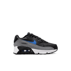 Pre School Shoes - Nike Air Max 90 Leather - Black-Medium Blue-Smoke Grey