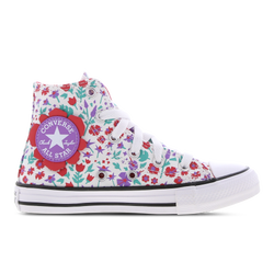 Pre School Shoes - Converse Chuck Taylor All Star Hi Paper Floral - White-Soft Red-Pixel Purple