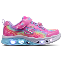 Maternelle Chaussures - Skechers Flutter Heart Lights - Hot Pink Sparkle Mes-Lavender Trim