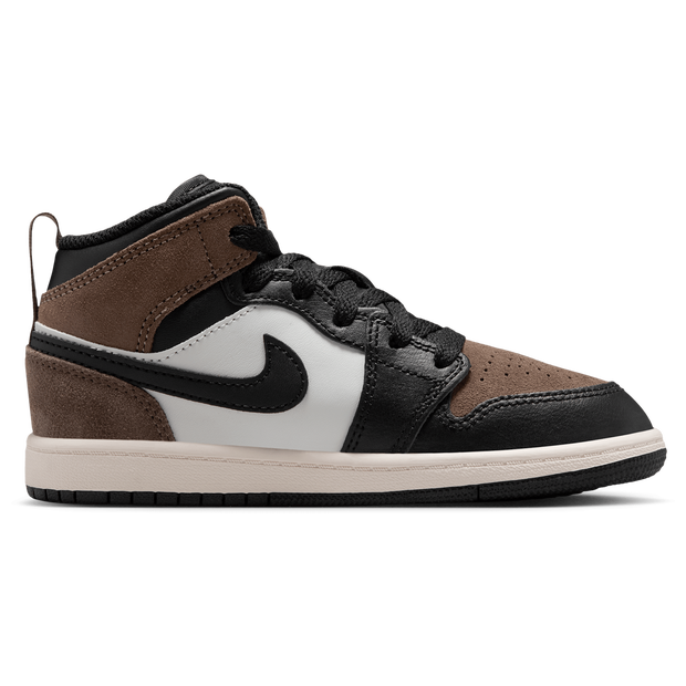 Jordan Aj1 Mid, Kids Black Leather Shoes   Pre-School,  Size 11.5