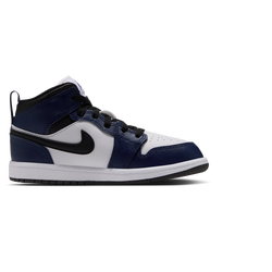 Pre School Shoes - Jordan Aj1 Mid - White-Tech Grey-College Navy