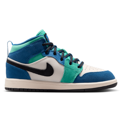 Pre School Shoes - Jordan Aj1 Mid - Chalk-True Blue