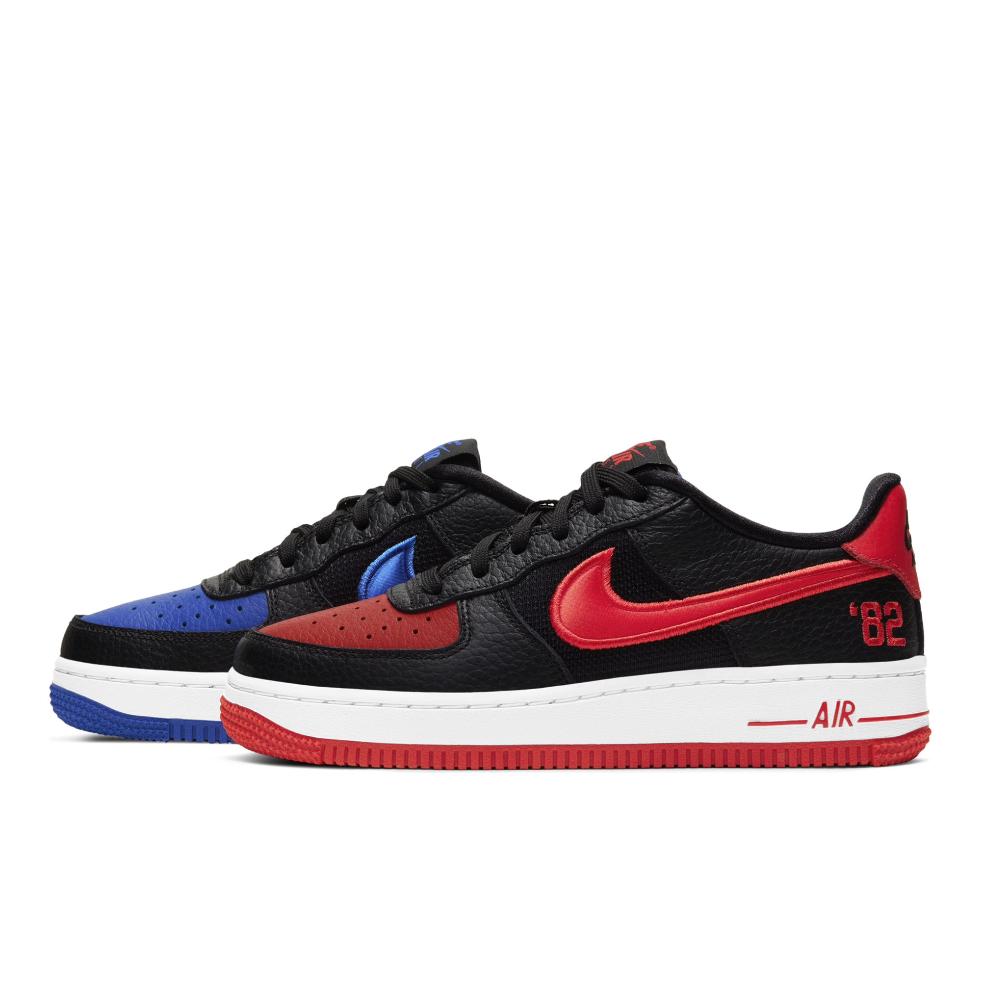 red and blue nike air force 1 lv8