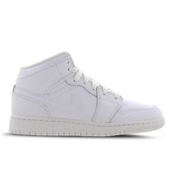 Grade School Shoes - Jordan 1 Mid - White-White-White