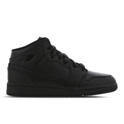 Grade School Shoes - Jordan 1 Mid - Black-Black-Black